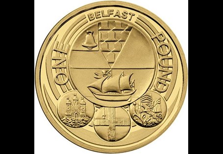 Issued in 2010 as part of the £1 City series, the reverse design features the Coat of Arms of the city of Belfast. Uncirculated.

