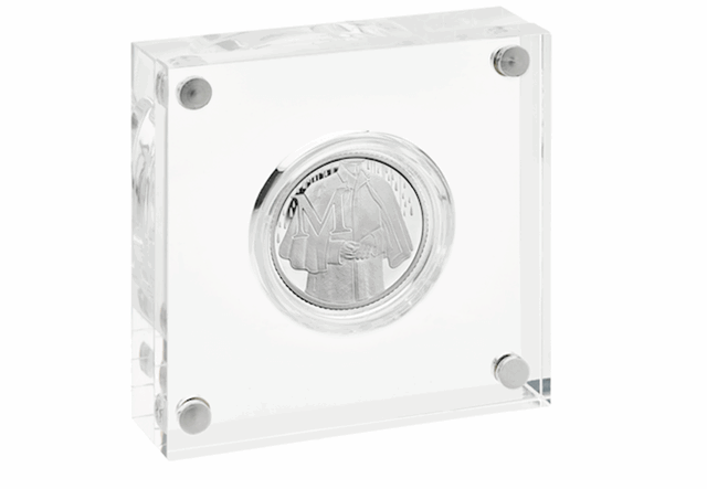 UK 'M' Silver Proof 10p in Acrylic Slab