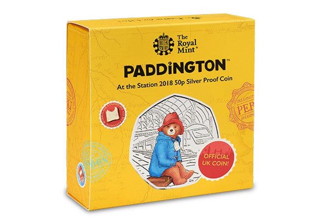 Uk 2018 Paddington Bear Station Silver Proof 50P Coin Box