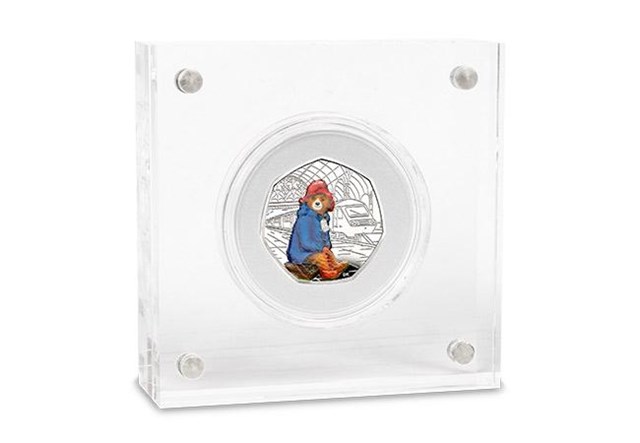 Uk 2018 Paddington Bear Station Silver Proof 50P Coin In Acrylic