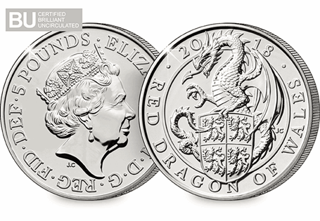 The Red Dragon of Wales was an emblem of Owen Tudor, a claim to Welsh heritage that was carried on by his son, who would become Henry VII. Struck to a superior brilliant uncirculated condition.