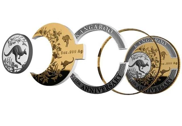 Dn Australia 2018 Kangaroo 25Th Anniversary 5Oz Silver Proof Coin Product Rev Exploded