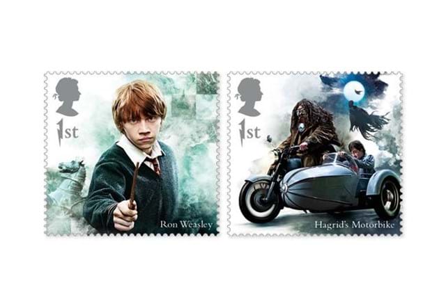 2018 Harry Potter Stamp Collection A4 Framed Product Ron And Hagrid