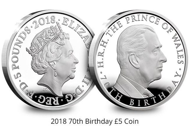 Prince Charles Birthdays Historic Uk Silver Proof Five Pound Three Coin Set 70Th Birthday Coin