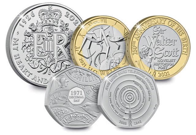 UK 2021 Annual Coin Set BU Pack reverses