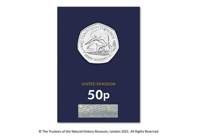 2021 UK Temnodontosaurus CERTIFIED BU 50p reverse in Change Checker packaging