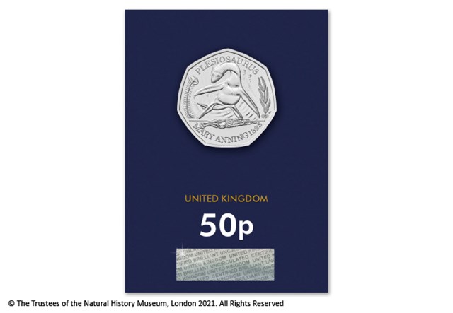 2021 UK Plesiosaurus CERTIFIED BU 50p reverse in Change Checker packaging