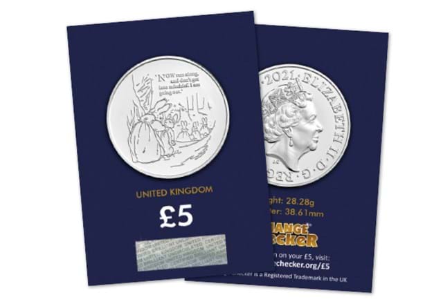 2021 UK Tales of Peter Rabbit CERTIFIED BU £5 both sides in Change Checker packaging