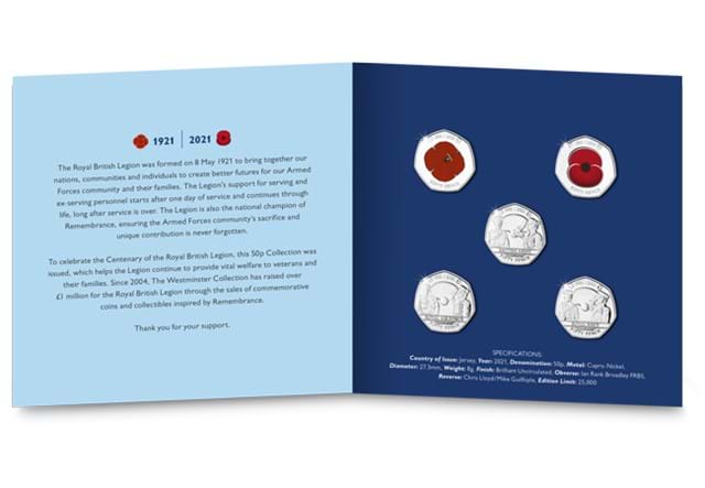 The RBL Centenary BU 50p Set inside pack