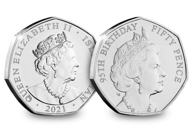 QEII 95th Birthday BU 50p Set 1980 Obverse and Reverse