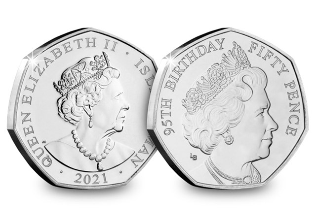 QEII 95th Birthday BU 50p Set 1990 Obverse and Reverse