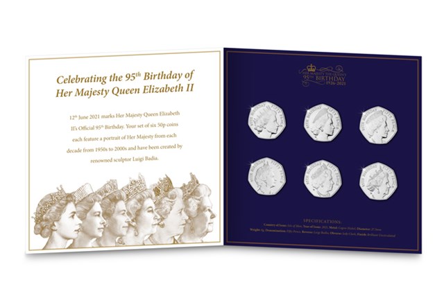 QEII 95th Birthday BU 50p Set inside pack