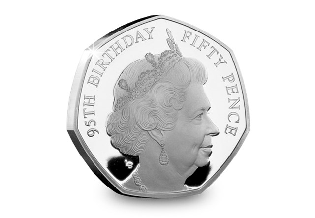 QEII 95th Birthday Silver Proof 50p Reverse