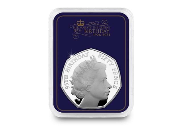 QEII 95th Birthday Double Diameter 1oz 50p Reverse in Capsule
