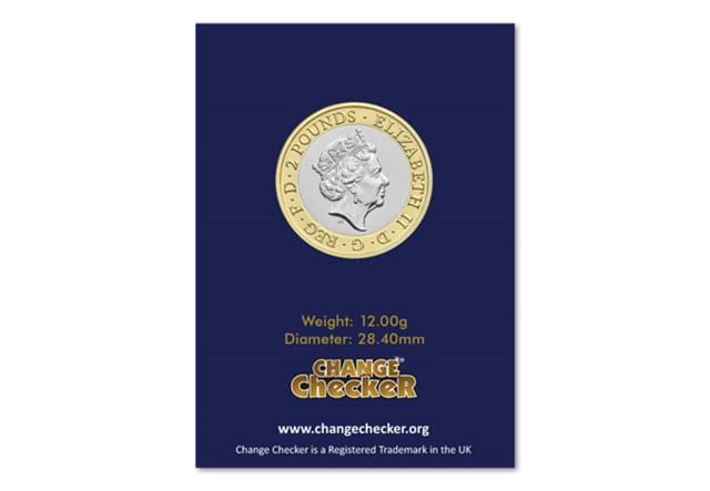 2021 UK Sir Walter Scott CERTIFIED BU £2 obverse in Change Checker packaging