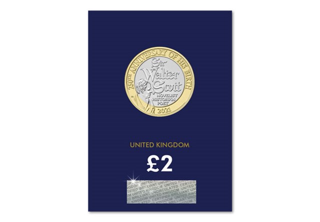 2021 UK Sir Walter Scott CERTIFIED BU £2 reverse in Change Checker packaging