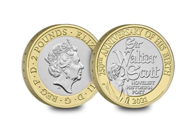 2021 UK Sir Walter Scott CERTIFIED BU £2 both sides