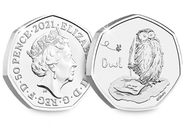 Owl BU 50p obverse and reverse