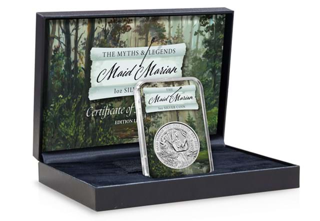 Maid Marian 1oz Silver Coin presentation box