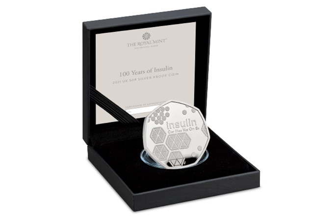 UK 2021 Insulin Silver Proof 50p in Box