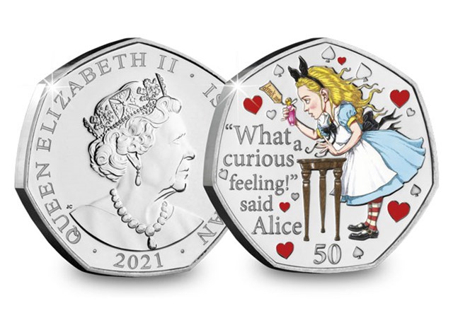Alice's Adventures in Wonderland BU Colour 50p Obverse and Reverse