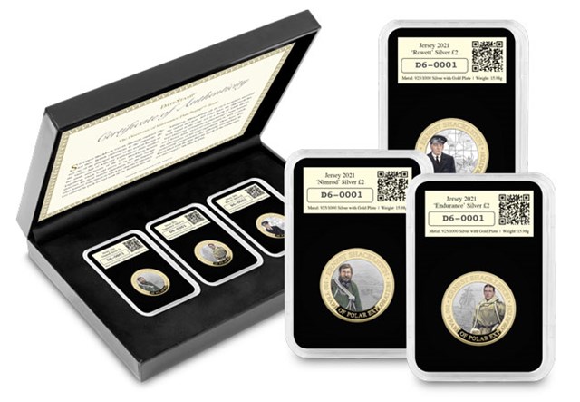 Discovery of Endurance DateStamp™ Issue in Display Box with all three coins in everslabs