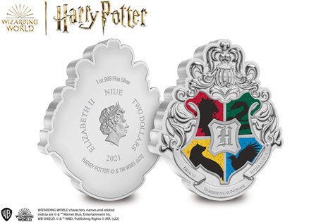 From the New Zealand Mint, this Pure Silver coin has been struck in the shape of the Hogwarts Crest. Featuring colour print, alongside licensed packaging, they are limited to just 5,000 worldwide.