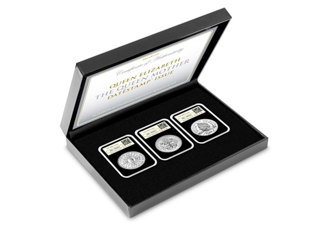The Queen Mother Elizabeth DateStamp™ Issue set in display box