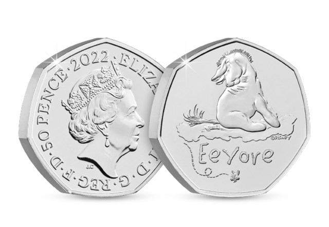 2022 UK Eeyore CERTIFIED BU 50p Obverse and Reverse
