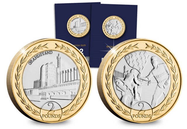 AT Isle Of Man TT 2 Pound Pair REVS in CBU card without logo