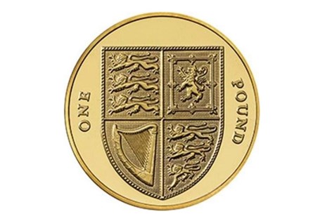 First issued in 2008, this redesigned £1 coin features the Royal Arms Shield on the reverse. Uncirculated quality.

