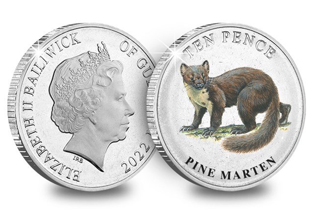 JG 2022 Guernsey Mammals P.2 BU COLOUR 10P Pine Marten OBV REV