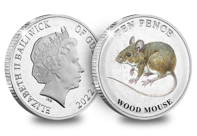 JG 2022 Guernsey Mammals P.2 BU COLOUR 10P Wood Mouse OBV REV