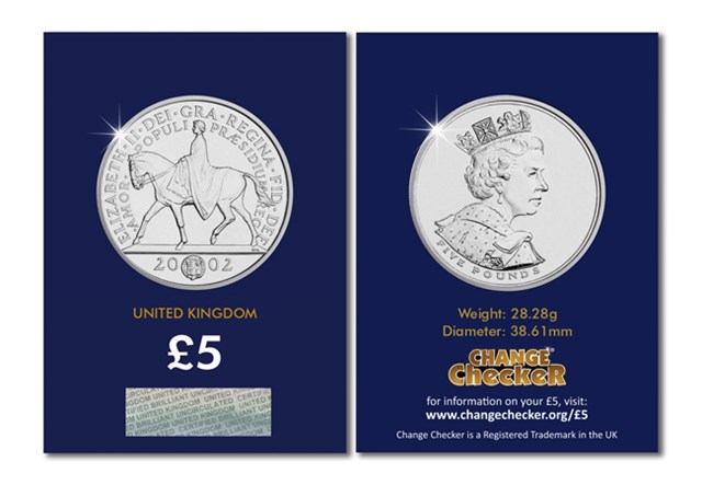 2002 UK Golden Jubilee CERTIFIED BU £5 Obv Rev In Blister Card