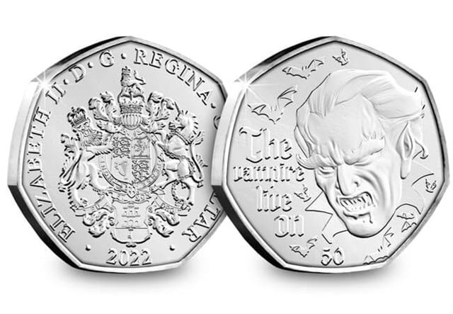 Dracula BU Non Colour 50P Set Dracula Obverse Reverse
