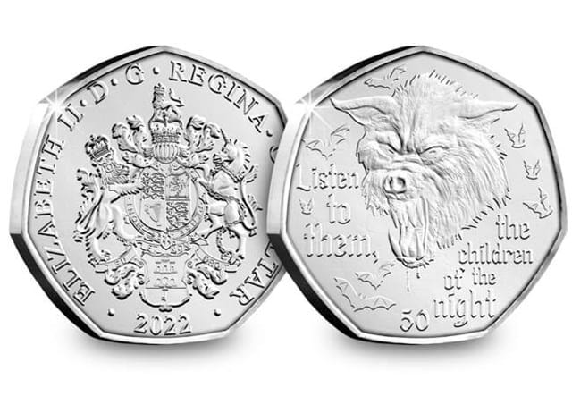 Dracula BU Non Colour 50P Set Wolf Obverse Reverse