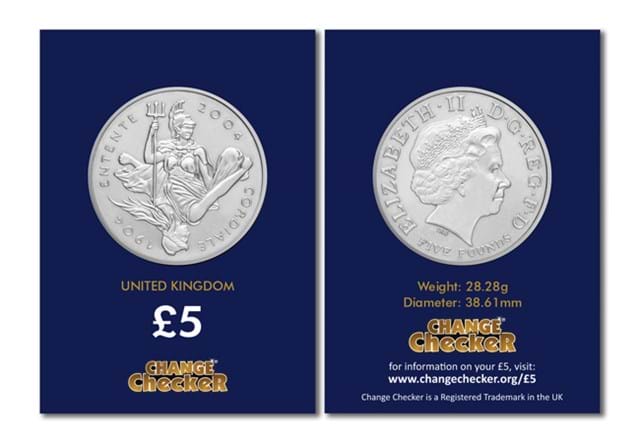2004 Entente Cordiale £5 Obverse and Reverse in Change Checker Card