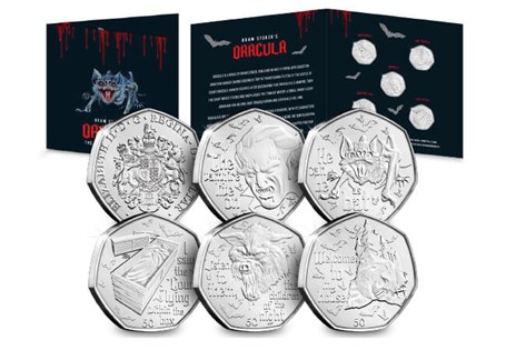 To celebrate the 125th Anniversary of the publication of Bram Stoker’s novel, you can own the brand new Dracula BU 50p Set! Authorised by Gibraltar.