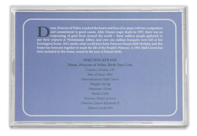 Princess Diana Coin Frame Reverse