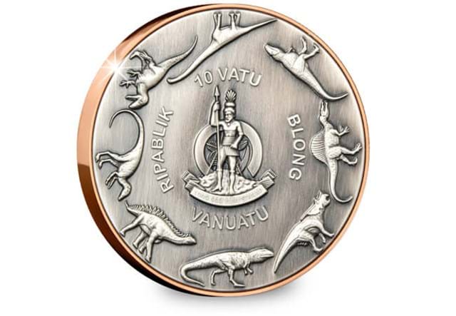 Stegosaurus Bi Metallic Coin Obverse