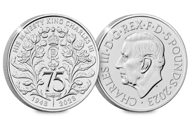 Charles £5 Obv Rev