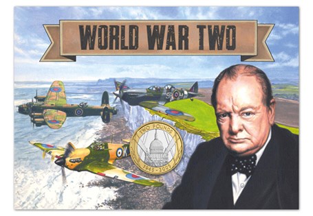 The 2005 WWII 60th Anniversary £2 is presented in the exclusive "History of Britain" Presentation Pack in circulated quality. This coin commemorates the end of World War Two.
