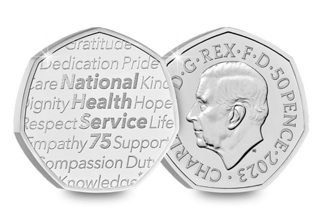 75 Years Of The NHS 50P BU Obverse Reverse