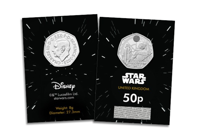 2023 UK Darth Vader™ and Emperor Palpatine™ CERTIFIED BU 50p in bespoke cards