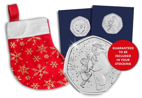 A stocking for Christmas time, filled with 5 mystery 50ps, all struck to a Brilliant Uncirculated quality. Each coin has been protectively encapsulated in official Change Checker packaging.