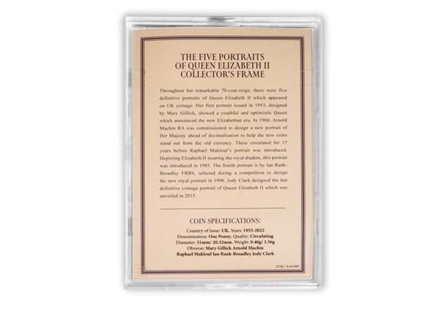 QEII Five Portraits Collector Frame Obv