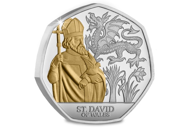 Patron Saints Silver 50Ps St. David Rev