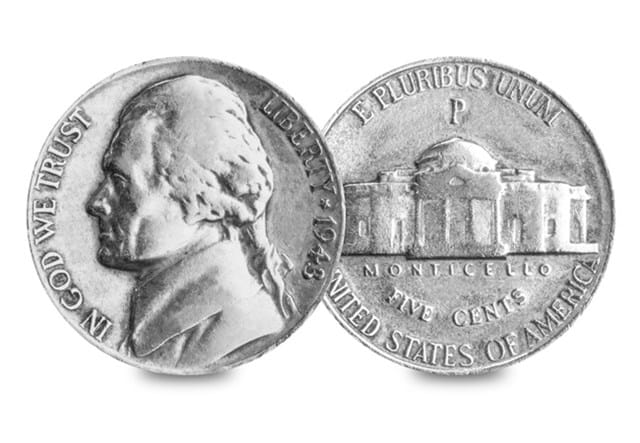 1943 Silver Jefferson Nickel Obv Rev