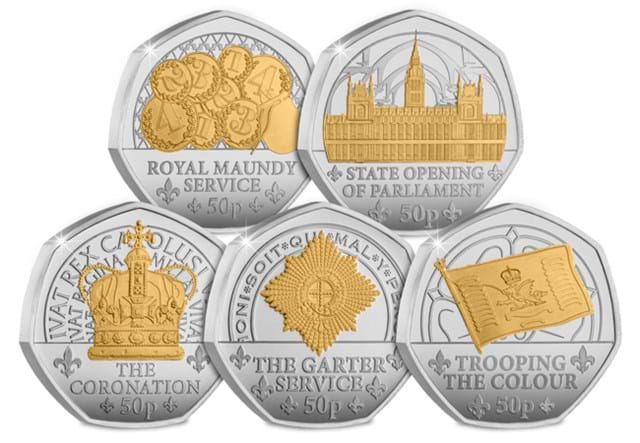 KCIII Inaugural Year Silver (With Gold Plate) 50Ps All Rev