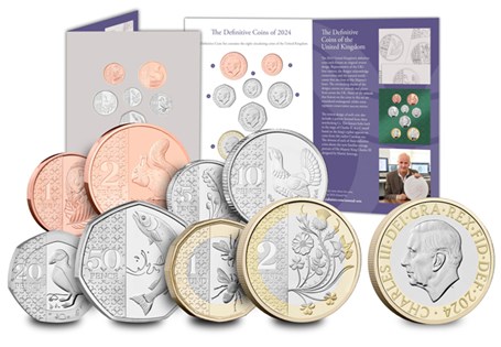 The UK 2024 New coinage BU Pack includes the definitive coins in King Charles III's reign. From the 1p to the £2, each coin has been struck to Brilliant Uncirculated Quality.